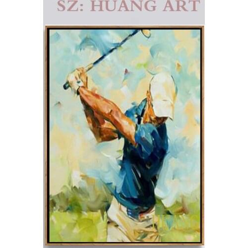 Hand made Brand painting Playing golf New Figures colorful abstract oil painting on canvas good for decorate house