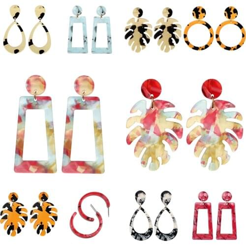 2020 Colorful Elegance Trendy Party Charm Geometric Round Hanging Dangle Drop Earring Modern Female Jewelry Women