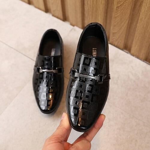 Boys Formal Dress Shoes For Girls Pointed British Style Fashion Show Black 2021 Autumn Children Student Single Shoes