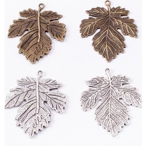 20pcs 42*35MM Antique Silver color leaf charms vintage bronze leaf pendant for bracelet earring necklace diy jewelry making