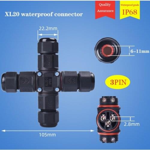 IP68 cable waterproof connector quick connector installation X/T/Y shape 3/4/5 pin cable outdoor DIY sealing sleeve connector