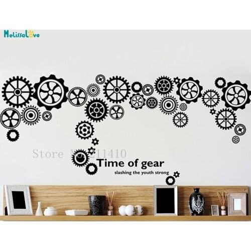 Time of Gear Wall Art Decoration Office Inspirational Wall Sticker Self-adhesive Murals Home Decor For Living Room Decals YT537