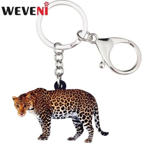 WEVENI Acrylic African Leopard Panther Key Chains Keychain Rings Jungle Animal Jewelry For Women Girls Holder Wallet Charms Gift