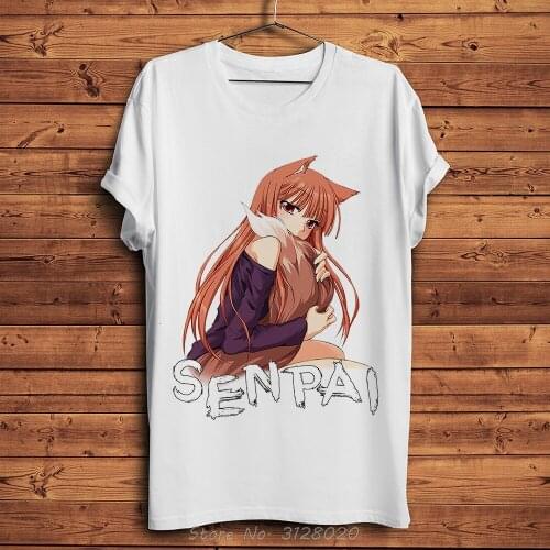 Japan ACGN Senpai Wolf Anime Funny T Shirt Men New White Casual Short Sleeve Tees Cool Unisex Streetwear Manga Tshirt Harajuku