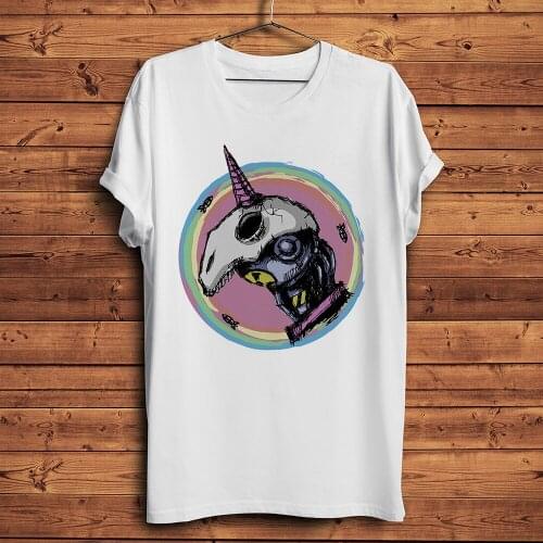 Nuclear unicorn skull funny punk tshirt Men summer new White Casual short sleeve T Shirt Unisex geek streetwear tee