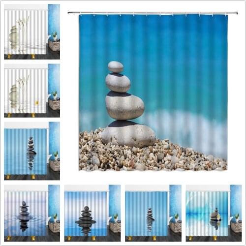 Zen Shower Curtains Green Plants Desert Stone 3D Print Bathroom Home Decor With Hooks Waterproof Polyester Cloth Curtain Set