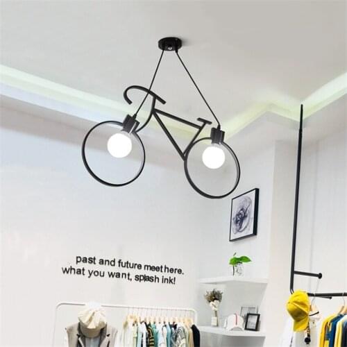 Nordic Bicycle Iron Pendant Lights Living Room Childrens Room Bedroom Shop Pendant Lamps Clothing Shop Deco Hanging Lighting