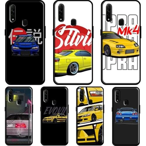 Yellow Jdm Cars For OPPO A5 A9 2020 A31 A53 A52 A72 F7 Reno 2 Z Find X3 Pro A3S A15 A83 A91 A93 Phone Case