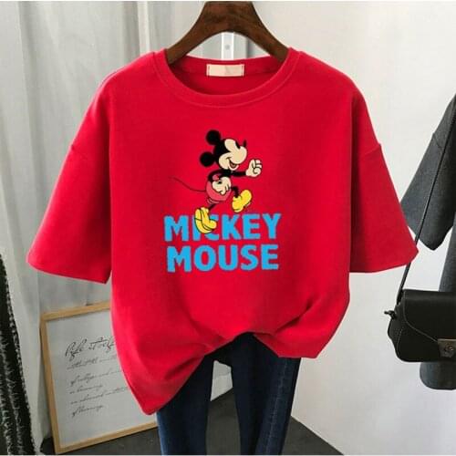 Disney Mickey Mouse Synthetic Women Brand Female Girl T Shirt Tops Luxury Designer Tshirt Summer Brand Cartoon T-Shirt