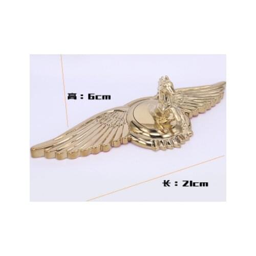 Golden Metal Horse Wing General Car Front Hood Ornament Emblems Badge Sticker