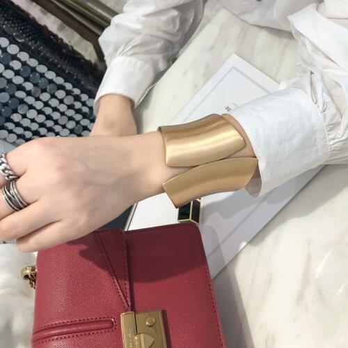 Gold Cuff Open Bracelets Bangles For Women Geometry Asymmetrical Wide-Edge Mirror Wedding Jewelry Lovers Friends Birthday Gifts