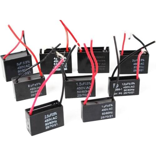 1pcs CBB61 start capacitance AC Fan Capacitor 450V 1UF 1.2UF 1.5UF 2UF 2.5UF 3UF 3.5UF 4UF 4.5UF 5UF 6UF 7UF 8UF 10UF 12UF