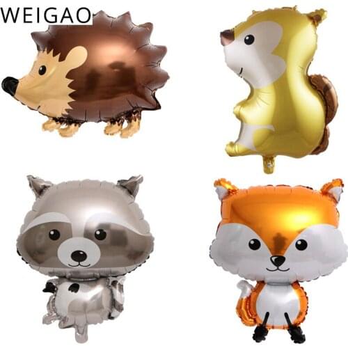 1Pc Hedgehog Squirrel Fox Raccoon Shape Foil Balloons Woodland Party Animal Friend Cartoon Helium Baloon Baby Shower Supplies