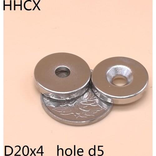 10 20 50pcs/lot disk magnet 20*4 Hole 5 N35 Strong D Countersunk NdFeB magnet 20x4 Permanent magnet 20X4-5 for speaker