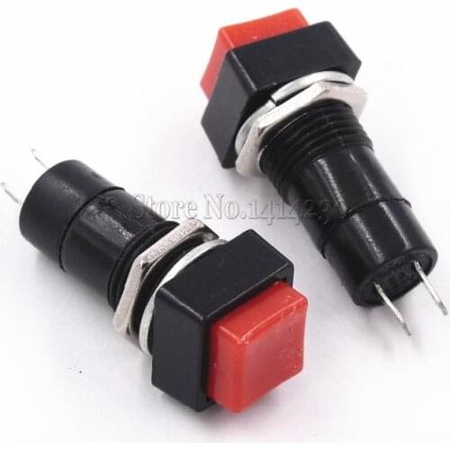 100PCS Push Button Switch PBS-12A ON-OFF Self-locking 250VAC 1A