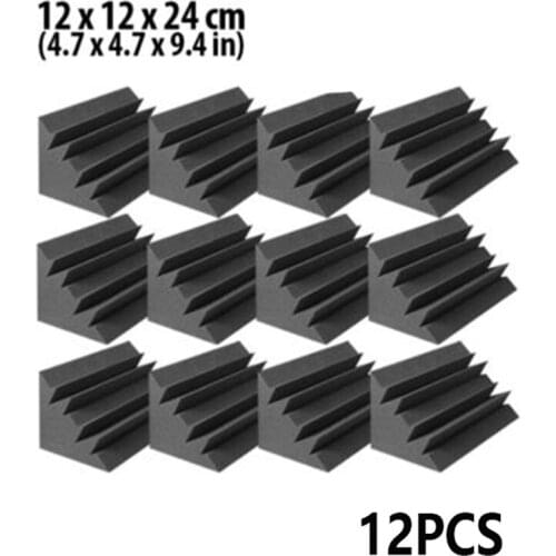 12pcs Corner Acoustical Studio Foam Bass Trap Sound Proof Sound-Absorbing Cotton Shockproof Moistureproof Accessories 12x12x24cm