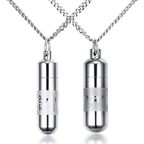 2021 Fashion And Simple Style Titanium Steel Material Six-character Mantra Personalized Pendant Necklace Suitable For Lovers