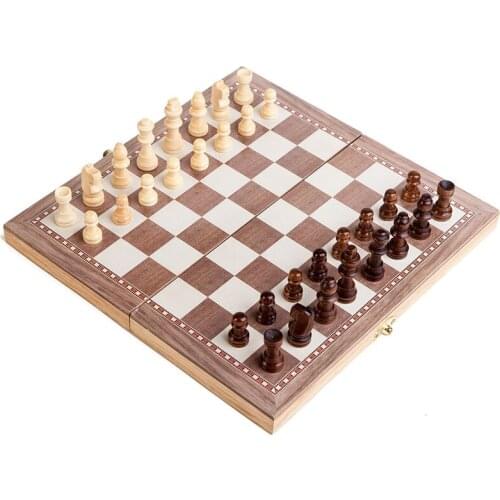 3 in 1 30*30CM Folding Board Wooden International Chess Game Pieces Set Staunton Style Chessmen Collection Portable Board Game