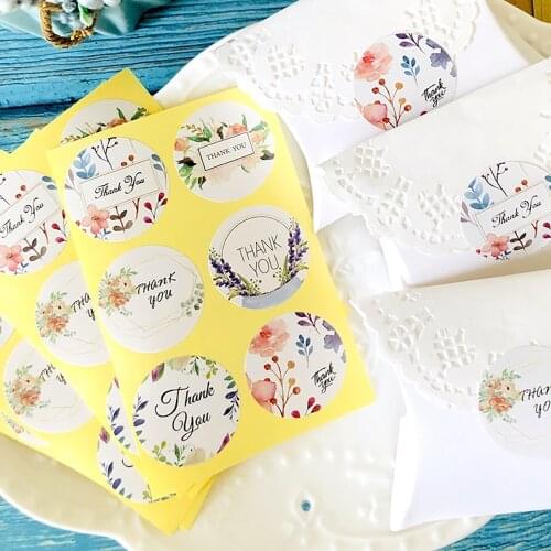 60Pcs/10Sheets Stickers Gift Scrapbooking Sealing Stickers Thank You Stationery Birthday Wedding Present Decoration Labels