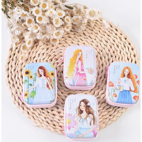 8 pc/lot ! Cute cartoon girl square tin iron box / mini key purse pencil case/steel box/coin storage bag/headset gift bag