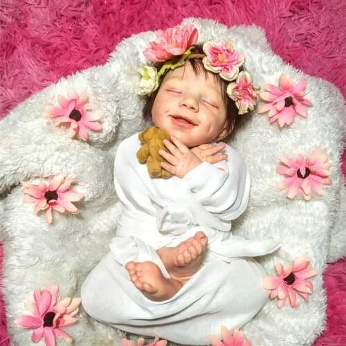 ADFO 18 Inches DIY Popular Reborn Blank Doll Kit Sleeping April Smiley Unpainted Unfinished Doll Parts