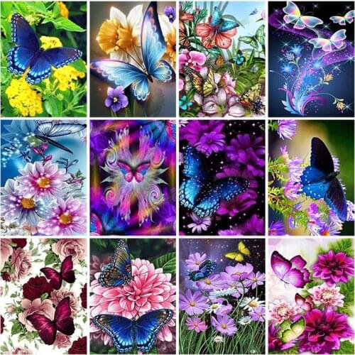Butterfly DIY 5D Diamond Painting Full Round Resin Flower Diamond Embroidery Mosaic Rhinestone Cross Stitch Gift Home Decor