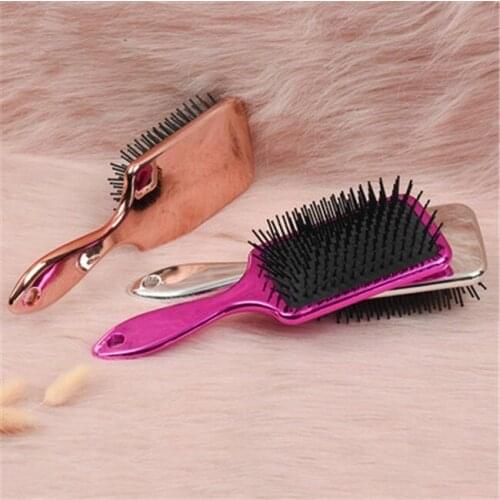 Anti-static Hair Brush Comb Magic Handle Detangling Comb Shower Electroplate Detangling Massage Tangle Combs Barber Comb