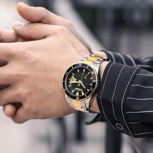 2021NAVIFORCE Men Watches Luxury Stainless Steel Casual Fashion 3ATM Waterproof Calendar Clock Gold Color WristWatch For Male