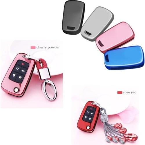 Car Remote Alarm TPU Key Case Crystal Key Pendant For Chevrolet Cruze Malibu Trax Sail 3 Cavalier Multi Function Key Covers