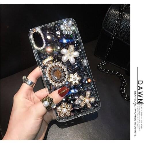 Phone Case Bling Diamond For Samsung S6 S7 S8 S9 S10 S20 S21 Plus Lite Note 5 8 9 10 20 Phone Clear Crystal Cover Flower decora