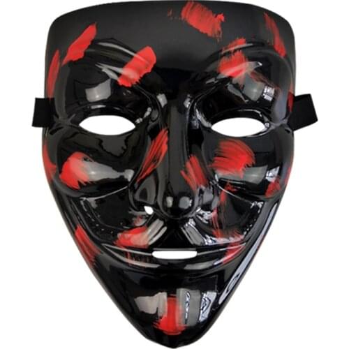 Black Red V for Vendetta Mask Anonymous Movie Guy Fawkes Roleplay Masque Halloween Masquerade Party V for Vendetta Mask Black
