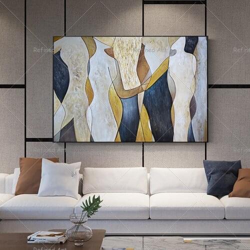 Pure Hand-Painted High-Quality Figures Abstract Mural Oil Painting On Canvas Living Room Wall Decorative Artwork