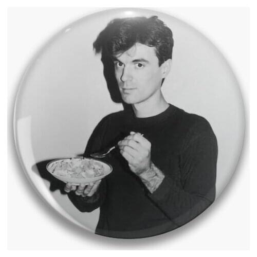 David Byrne Eating Cereal Soft Button Pin Decor Lapel Pin Women Lover Metal Badge Gift Jewelry Collar Brooch Creative Cartoon
