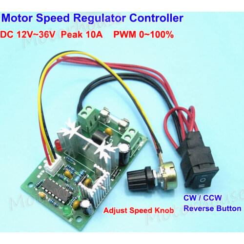 DC 12V~36V 10A 0%-100% PWM DC Motor Speed Controller CW CCW Reversible Switch stepless speed regulation