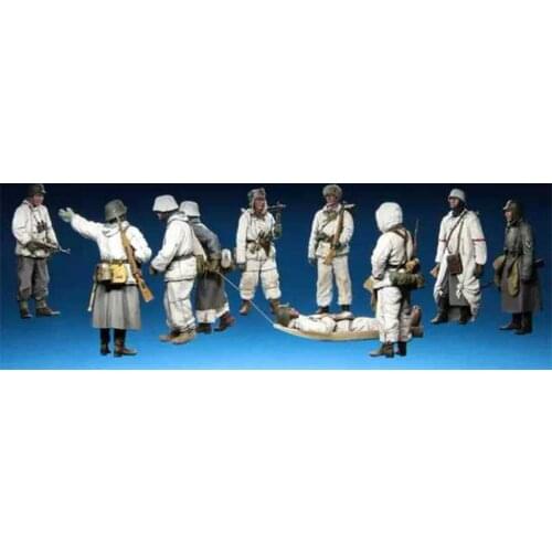 Ten German soldiers in World War II need to assemble and color 1:35 resin soldier sand table model