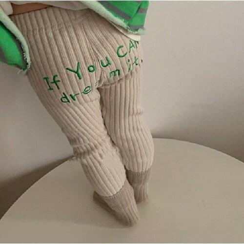 Children Leggings Pants Knitted Baby Girls Pants Letter Boy Trousers Toddler Pants For Girls Boys Kids Trousers Cotton 0-2Y