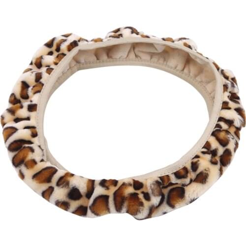 For Auto Car Steering Wheel Cover Leopard Tan Steering Wheel Cover To Match warm&soft Leopard Car-styling
