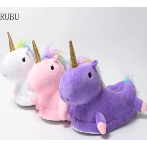 Lovely Unicorn Home Slippers Winter Kids Shoes For Boys Girls Slippers Cartoon Animal Claw Children Kigurumi Licorne White Shoes