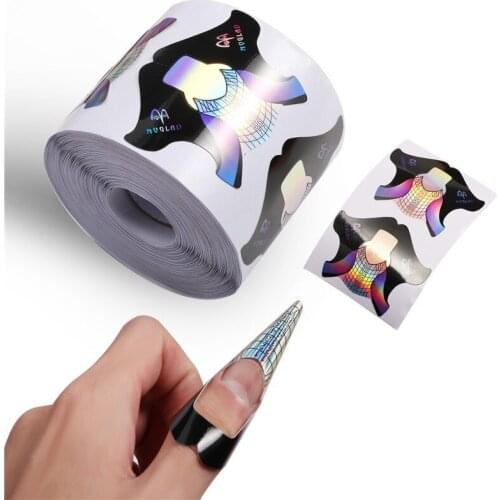 300pcs French Nail Form Tips Acrylic UV Gel Extension Curl Form Nail Builder Gel Sticker Guide Mold Manicure Nail Art DIY Tool