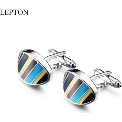 Hot British Style Cufflinks For Mens Shirt Cuffs Button Elliptical Enamel Cuff Links Fashion color CuffLink Wedding Groom Gift