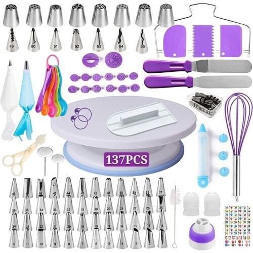 Cake Decorating Tools Turntable Kit 137pcs Sets Baking Tool Piping Nozzle Piping pastry Bag Bakeware Baking kitchen Mold