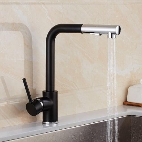 Kitchen hot cold mixer faucet , basin pull-out faucet sink hot and cold rotate chrome/brushed/black faucet