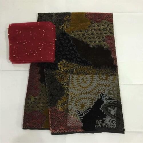 LX!Hot Selling 2019 High Quality Silk Velour Fabric Textile Flower Pattern Velour Fabric Ladies Dress for(5+2)Yards! F31506