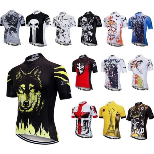 Summer Cycling Jersey Men Short Sleeve Ropa Maillot MTB Wolf Bicycle Clothing Quick Dry Outdoor Sport Racing Bike Shirts Tops