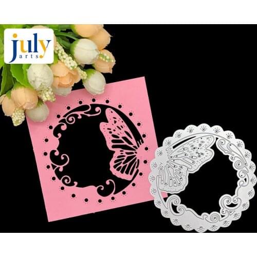 Julyarts Craft Butterfly Metal Cutting Dies Round Background Cut Die Scrapbooking Album DIY Card Embossing Circle Die Cuts