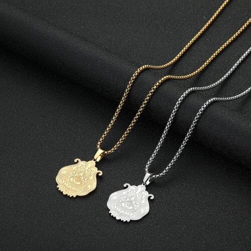 Cxwind Fashion Womens Choker Necklace Hamsa Hand of Fatima Pendant & Chain Stainless Steel Hamsa Palm Necklaces Turkish Jewelry