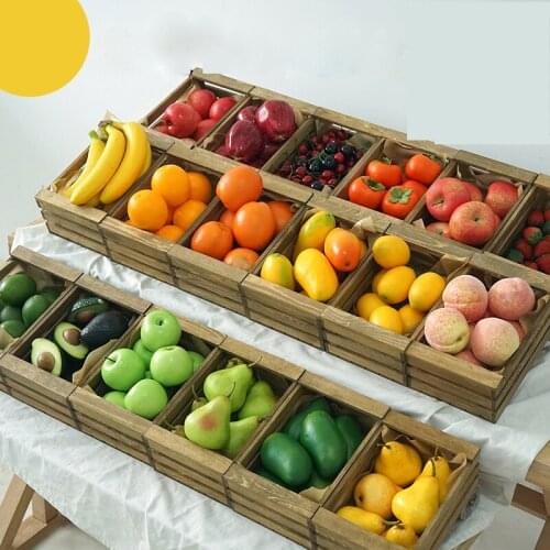 SWEETGO Artificial Fruit set apple orange pear cherry simulation foam fake model home decorating with rack photography tools