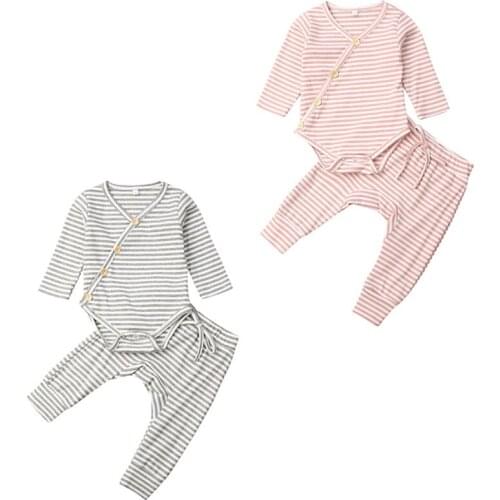 Newborn Baby Girl Boy Clothes Knitted Long Sleeve Romper Leggings Pants Outfit