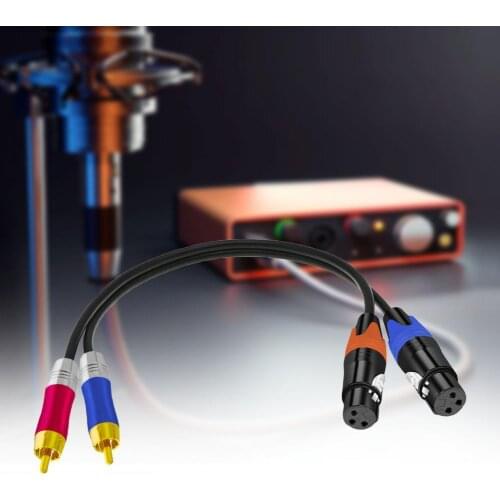 Portable 2 Female XLR to 2 Male RCA Cable Flexible HiFi Audio Cord Wire for Microphone dropshipping