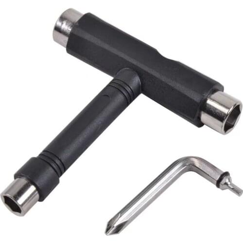 Professional All-in-one Black T Shape Wrench Roller Skate Skateboard Longboard Board Tool Allen Key Multifunction